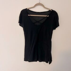 Black crisscross neckline top